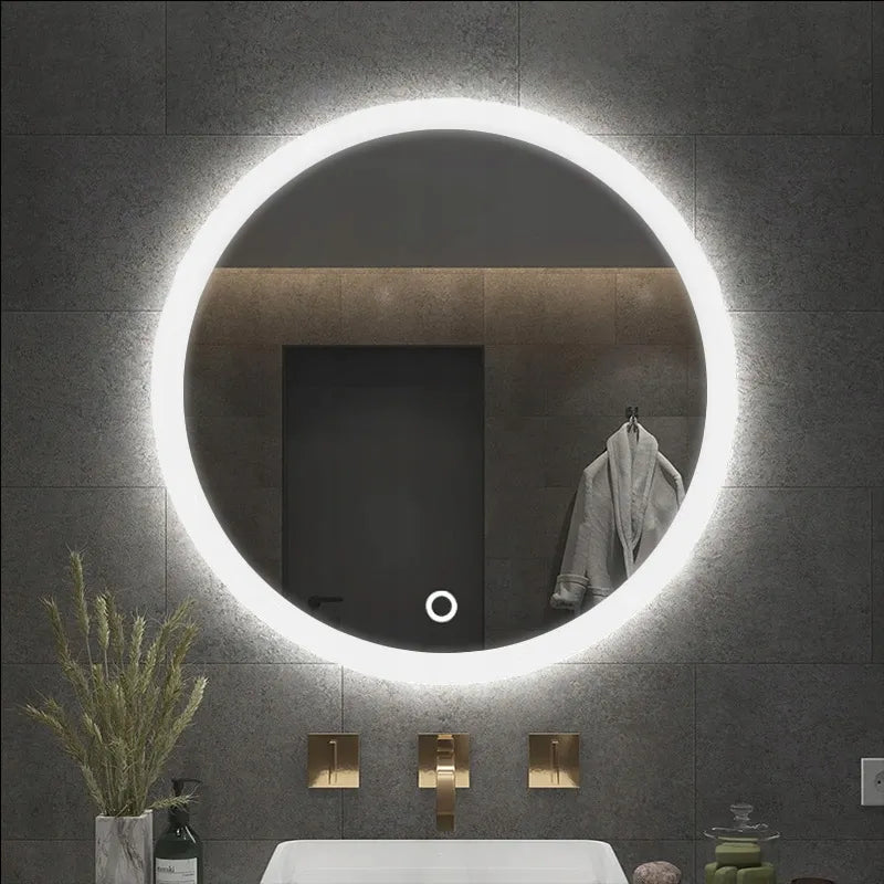 Apvalus vonios veidrodis su LED apšvietimu, 50 cm