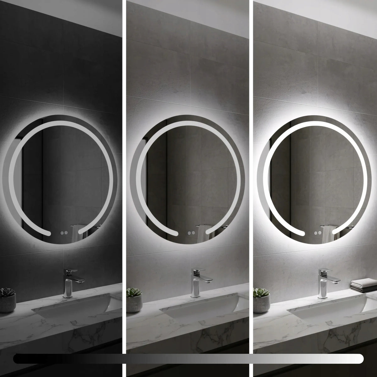 Apvalus vonios veidrodis su LED apšvietimu ir nuo rasojimo apsaugančia sistema REA Modern 50 cm