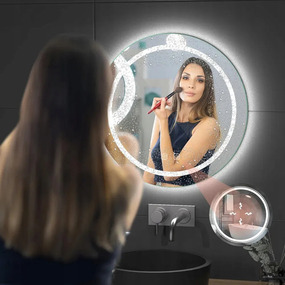 Apvalus vonios veidrodis su LED apšvietimu „REA Bas“, 70 cm, jutiklinis, su apsauga nuo rasojimo