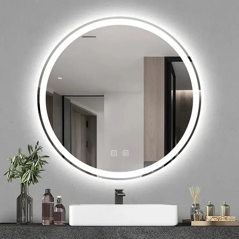 Apvalus vonios veidrodis su LED apšvietimu „REA Bas“, 70 cm, jutiklinis, su apsauga nuo rasojimo