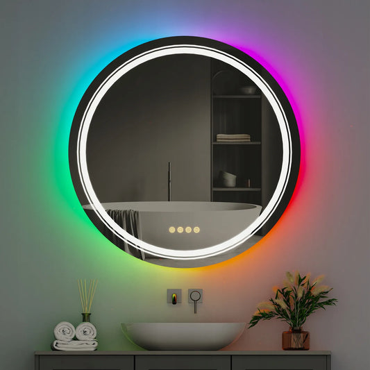 Apvalus vonios veidrodis su LED ir RGB apšvietimu 60x60cm