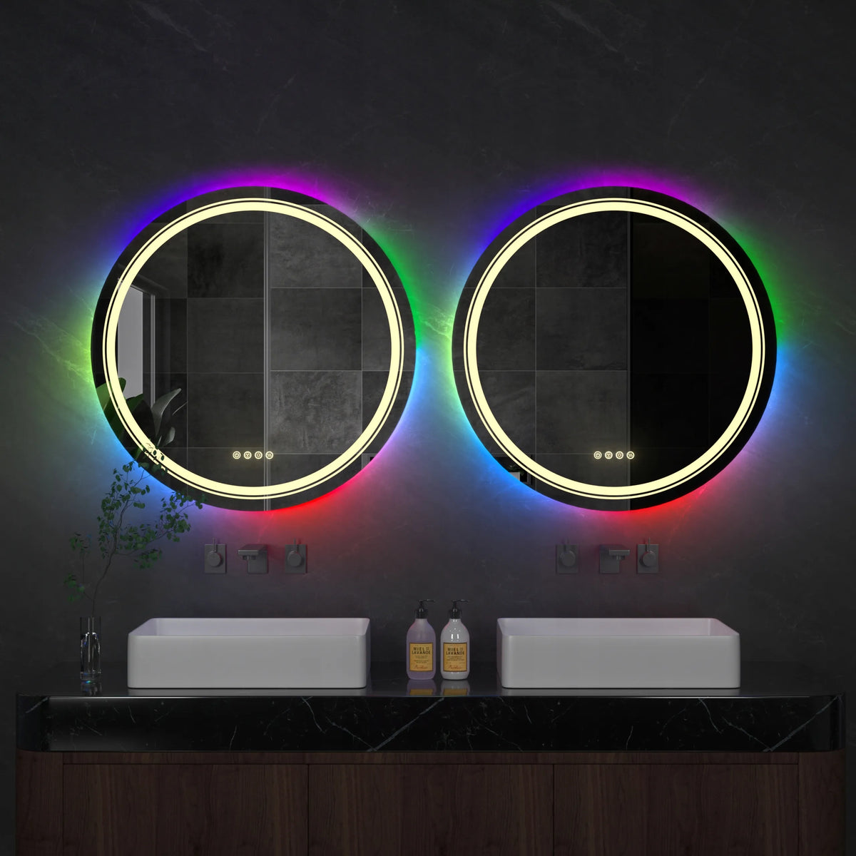 Apvalus vonios veidrodis su LED ir RGB apšvietimu 60x60cm