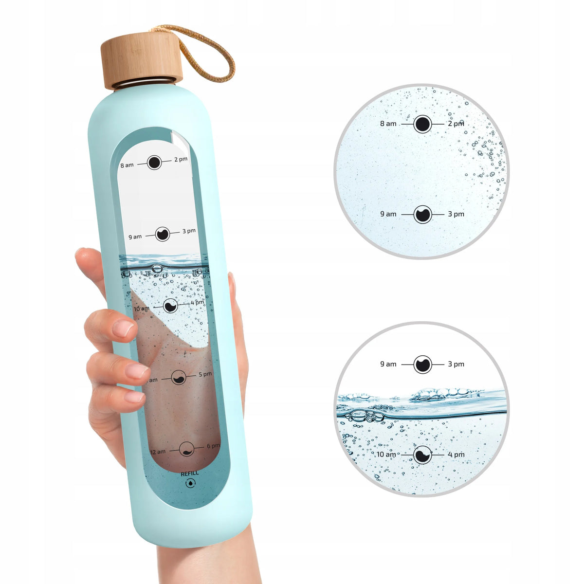 AquaFloow stiklinė gertuvė 1000 ml sandari sportui ir sporto salei