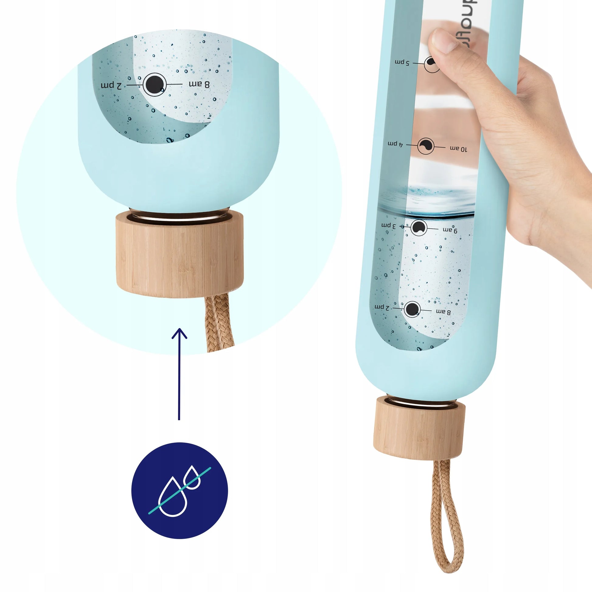 AquaFloow stiklinė gertuvė 1000 ml sandari sportui ir sporto salei