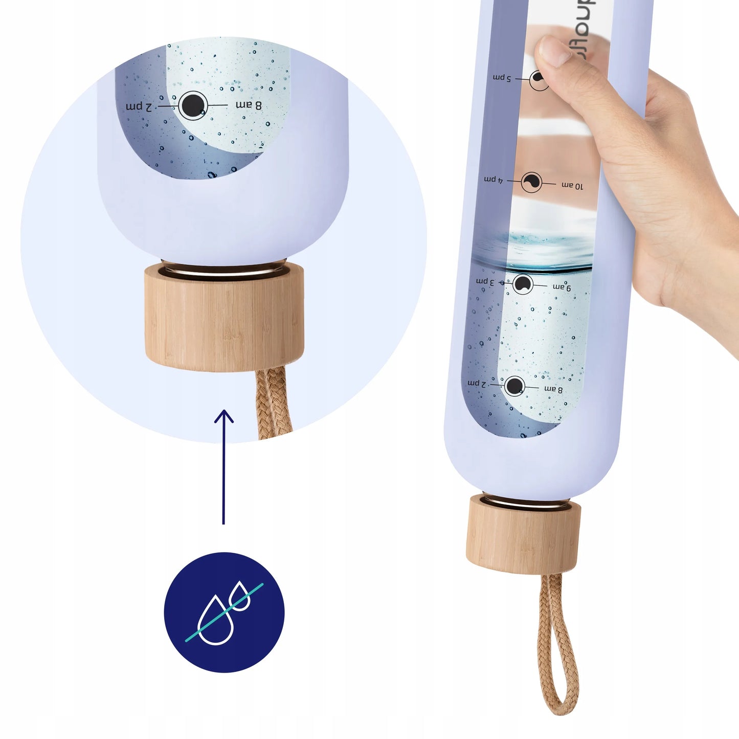AquaFloow stiklinė gertuvė su motyvaciniais užrašais 1000 ml