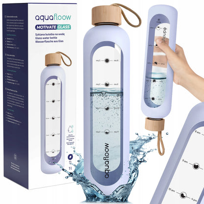AquaFloow stiklinė gertuvė su motyvaciniais užrašais 1000 ml