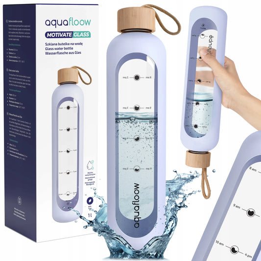 AquaFloow stiklinė gertuvė su motyvaciniais užrašais 1000 ml