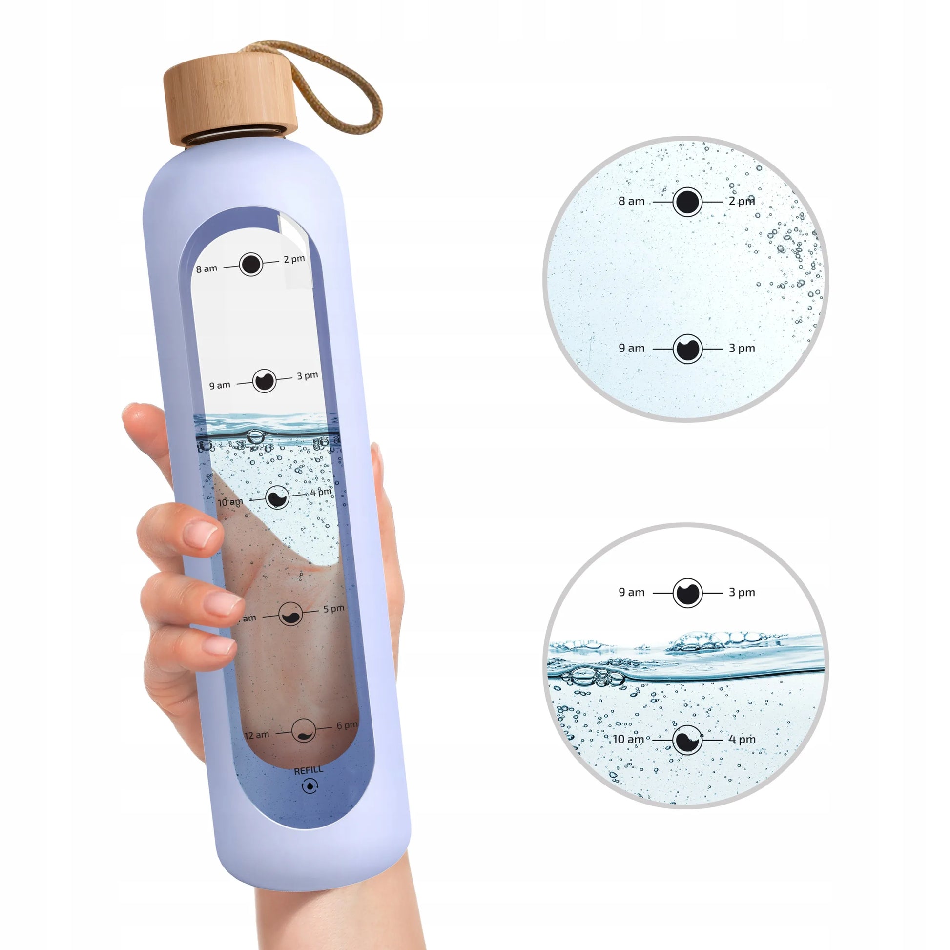 AquaFloow stiklinė gertuvė su motyvaciniais užrašais 1000 ml