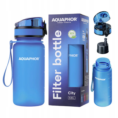Aquaphor City vandens filtravimo buteliukas 350 ml, mėlynas, gertuvė sporto salei