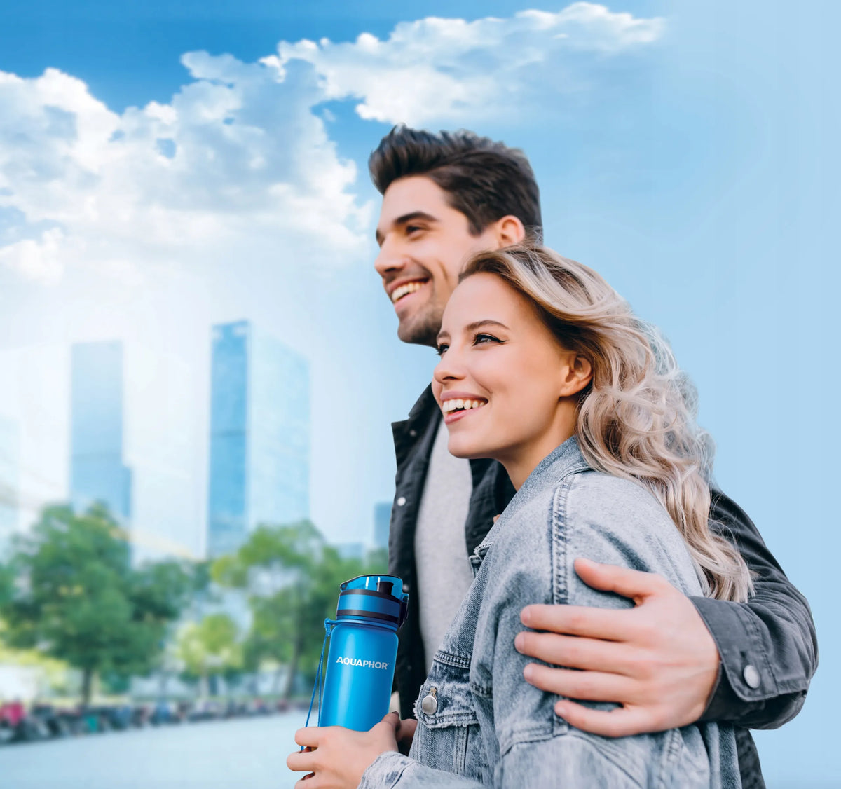 Aquaphor City vandens filtravimo buteliukas 350 ml, mėlynas, gertuvė sporto salei