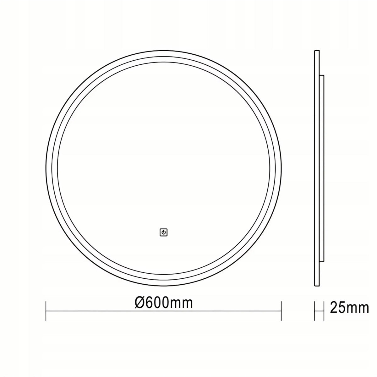 AQUAUNO apvalus LED veidrodis 60 cm su šviesos spalvos keitimu