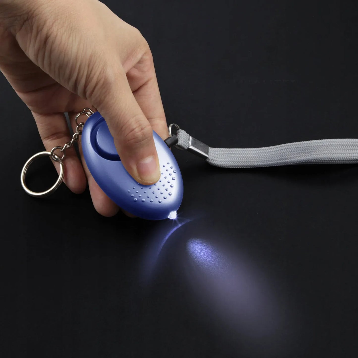 Asmeninis signalizacijos raktų pakabukas 140 dB, labai garsus, savigyna + LED žibintuvėlis x3