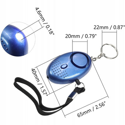 Asmeninis signalizacijos raktų pakabukas 140 dB, labai garsus, savigyna + LED žibintuvėlis x3