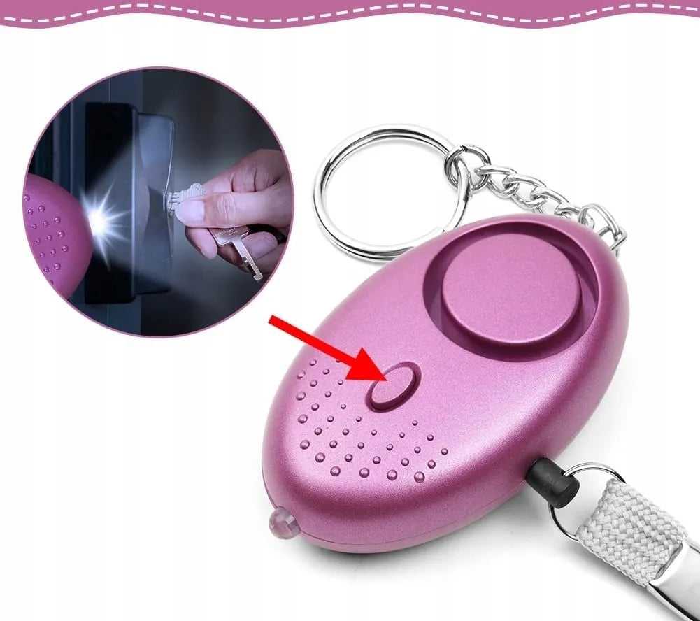 Asmeninis signalizacijos raktų pakabukas 140 dB, labai garsus, savigyna + LED žibintuvėlis x3