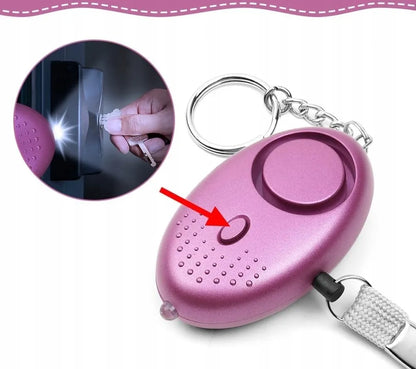 Asmeninis signalizacijos raktų pakabukas 140 dB, labai garsus, savigyna + LED žibintuvėlis x3