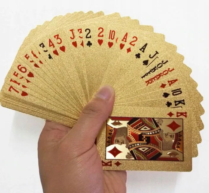 Auksinės kortos 54 vnt. žaidimų kortų rinkinys, atsparios vandeniui, pokerio kazino kokybė