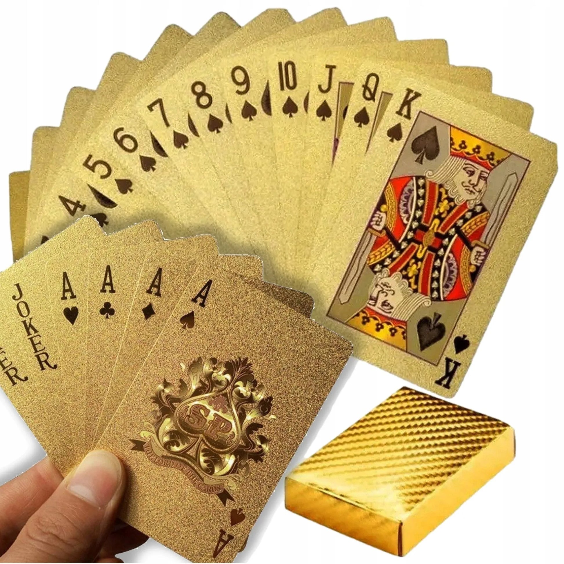 Auksinės kortos 54 vnt. žaidimų kortų rinkinys, atsparios vandeniui, pokerio kazino kokybė