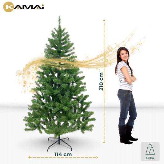 Aukšta klasikinė tanki kalėdinė eglutė, atrodanti kaip tikra, 210 cm, PREMIUM