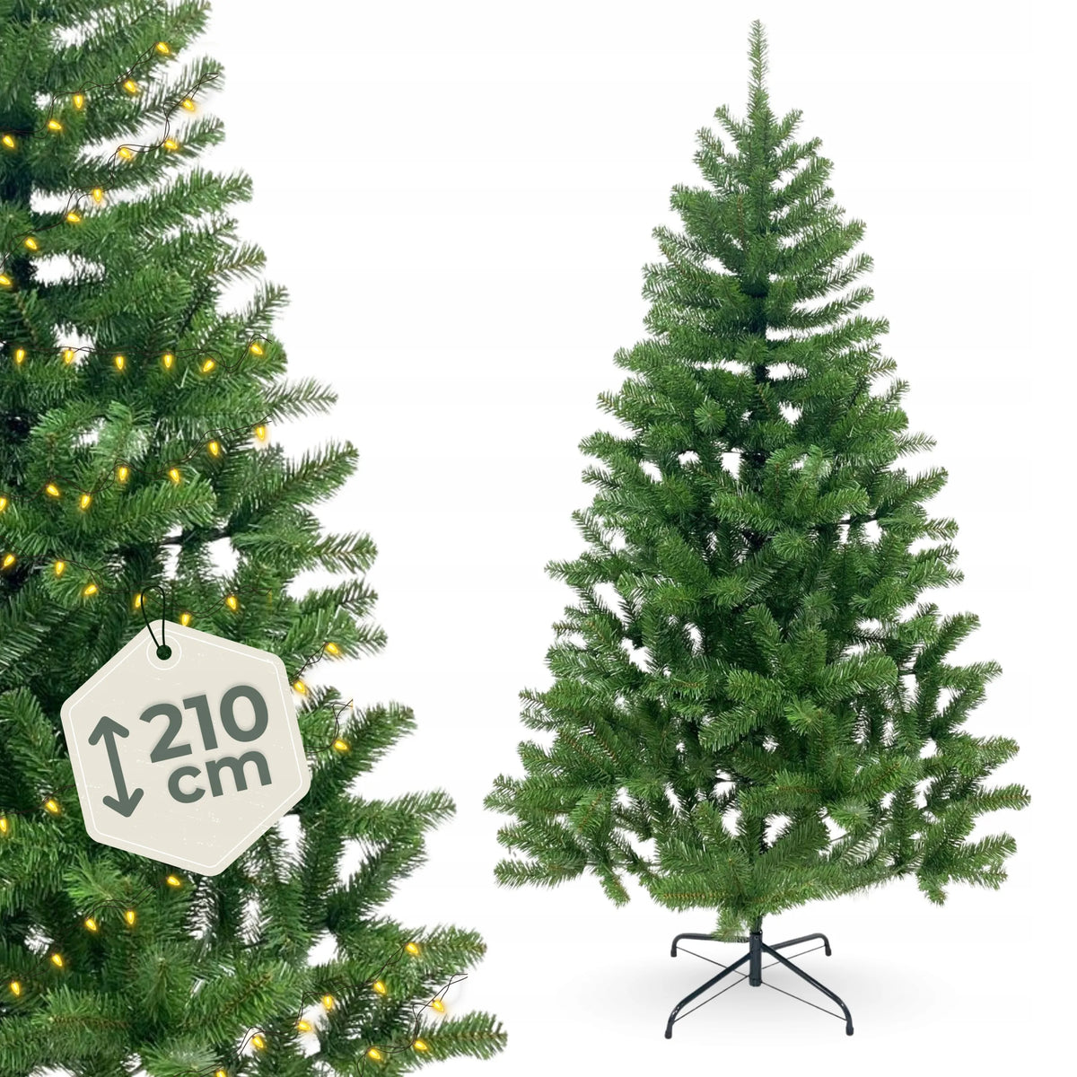 Aukšta klasikinė tanki kalėdinė eglutė, atrodanti kaip tikra, 210 cm, PREMIUM