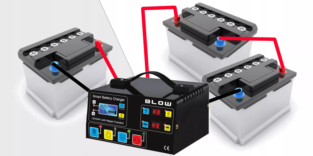 Automatinis automobilinis akumuliatoriaus įkroviklis su remonto funkcija 12V 24V
