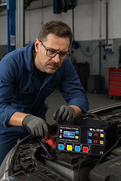 Automatinis automobilinis akumuliatoriaus įkroviklis su remonto funkcija 12V 24V