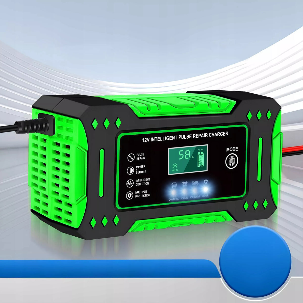 Automatinis automobilinis akumuliatorių įkroviklis su atstatymo funkcija 12V 24V