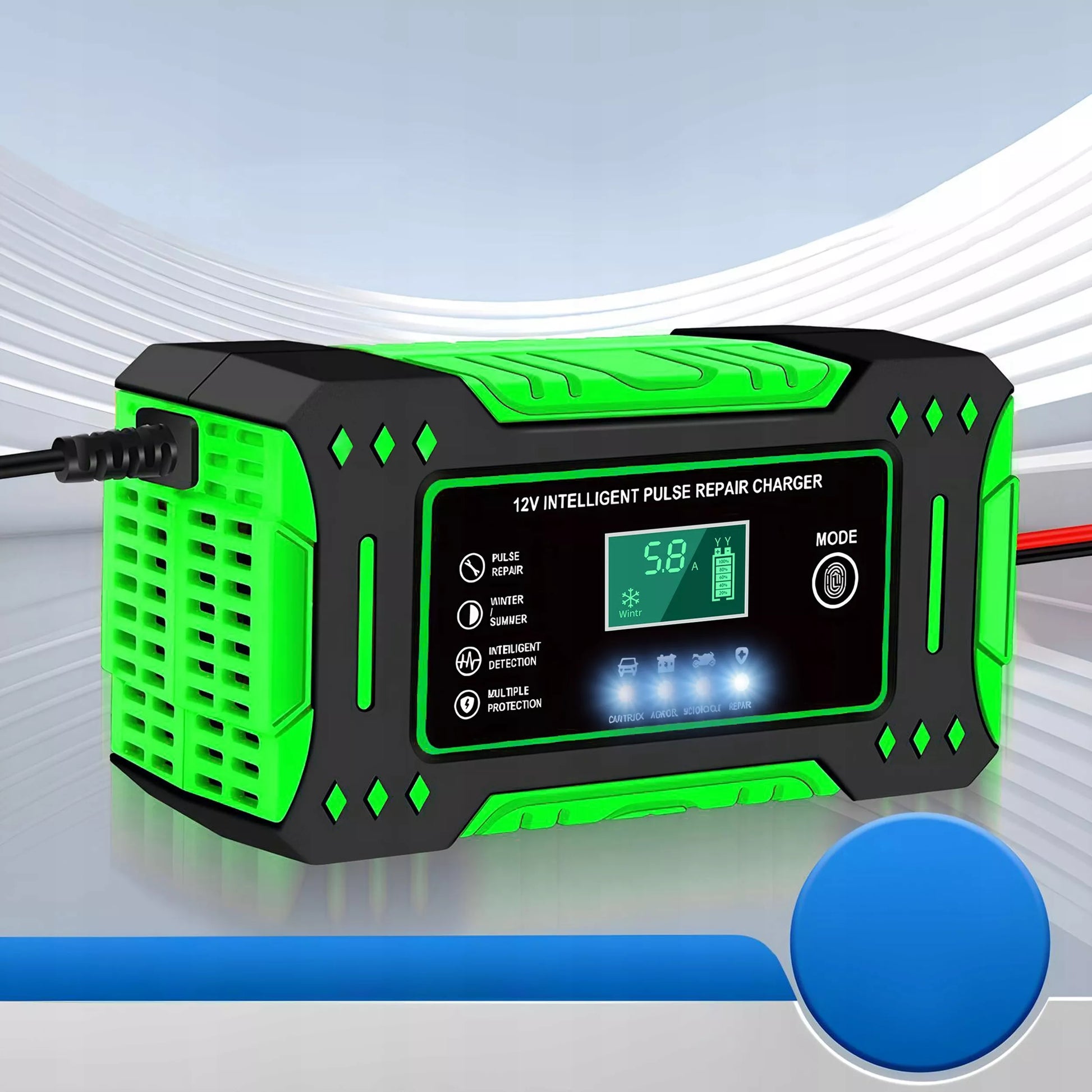 Automatinis automobilinis akumuliatorių įkroviklis su atstatymo funkcija 12V 24V