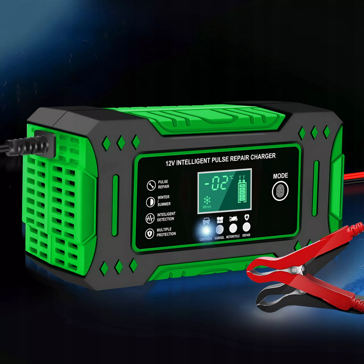 Automatinis automobilinis akumuliatorių įkroviklis su atstatymo funkcija 12V 24V