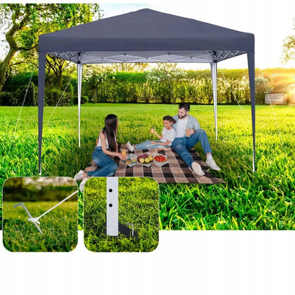 Automatinis mėlynas sodo paviljonas-palapinė 3 × 3 m su 4 sienomis