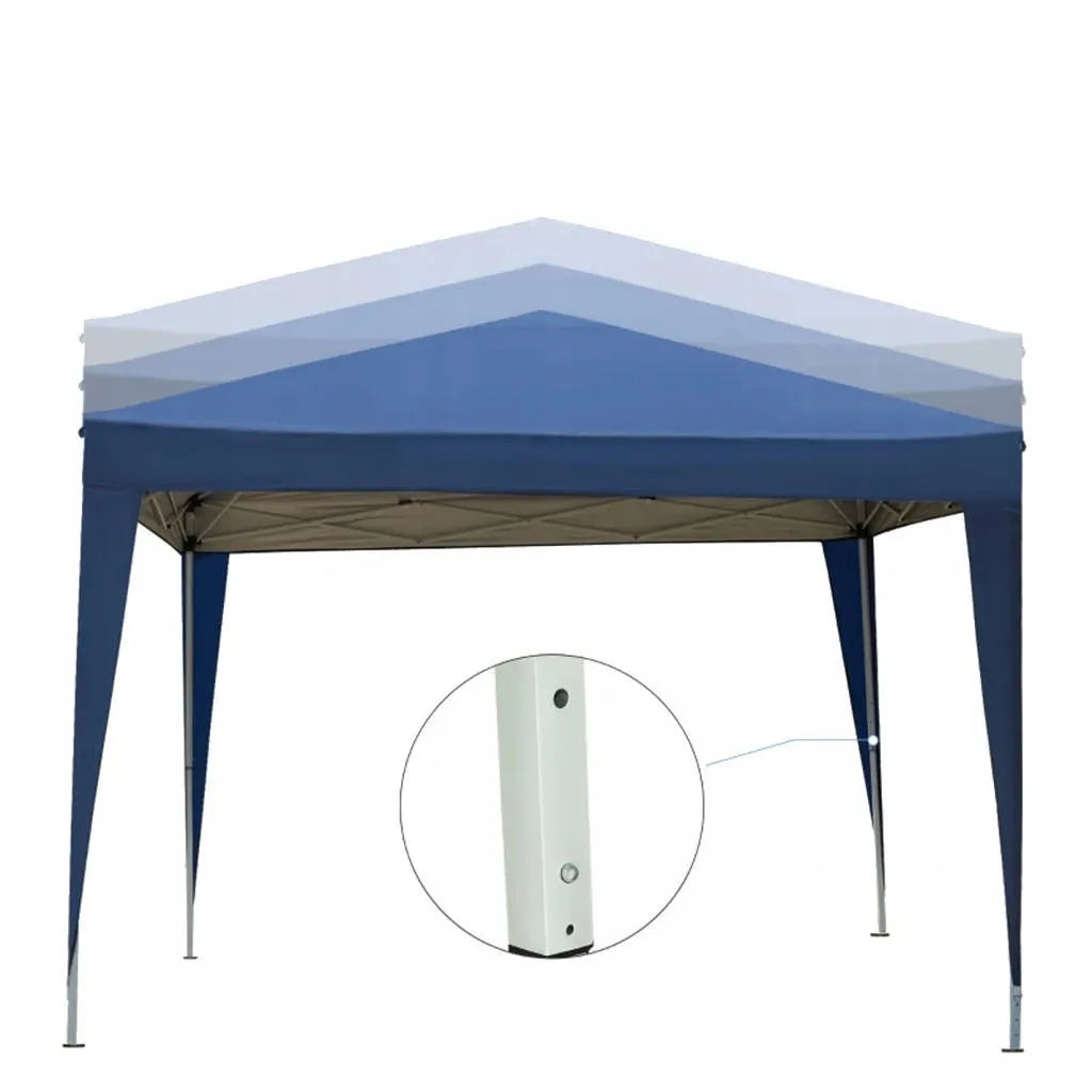 Automatinis mėlynas sodo paviljonas-palapinė 3 × 3 m su 4 sienomis