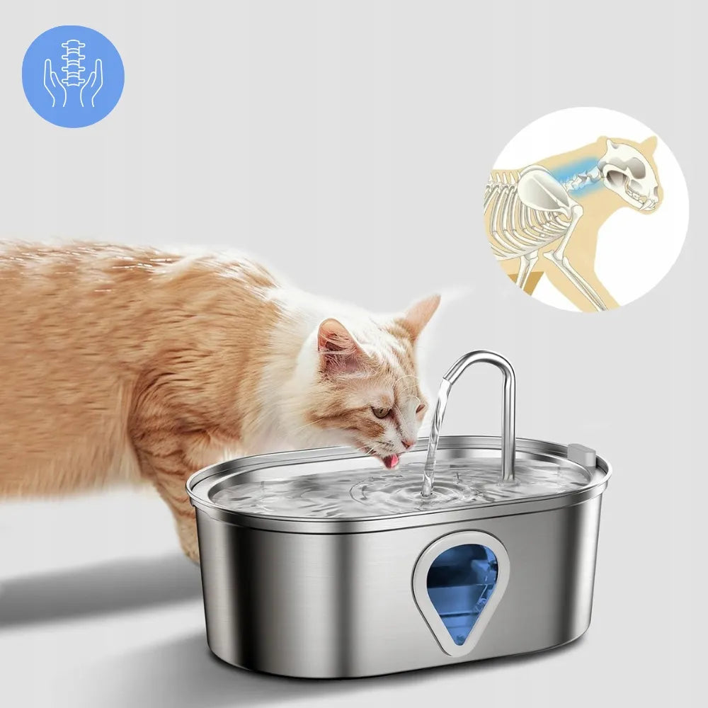 Automatinis vandens fontanėlis šunims ir katėms „Els Pet“, nerūdijančiojo plieno, su čiaupu, 3,5 l