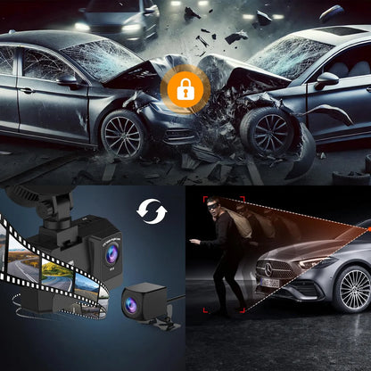 Automobilinė kamera Feegar Traffic 4K UHD vaizdo registratorius WiFi 170° + galinė kamera