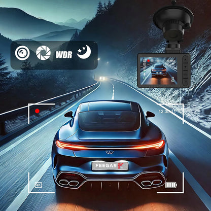 Automobilinė kamera Feegar Traffic 4K UHD vaizdo registratorius WiFi 170° + galinė kamera