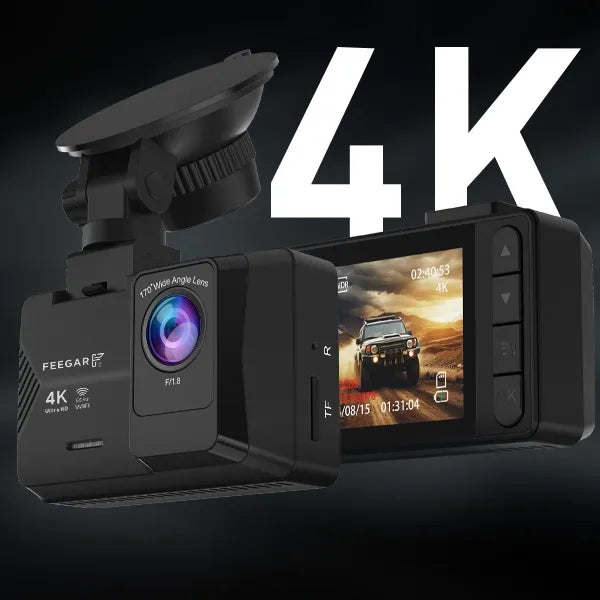 Automobilinė kamera Feegar Traffic 4K UHD vaizdo registratorius WiFi 170° + galinė kamera