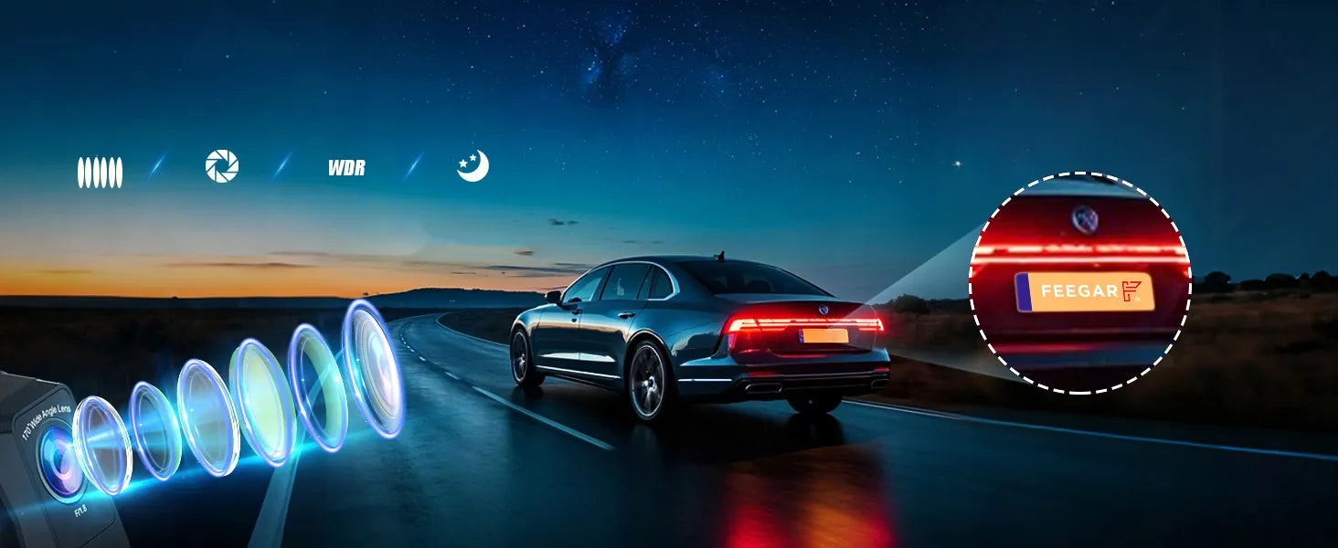 Automobilinė kamera Feegar Traffic 4K UHD vaizdo registratorius WiFi 170° + galinė kamera