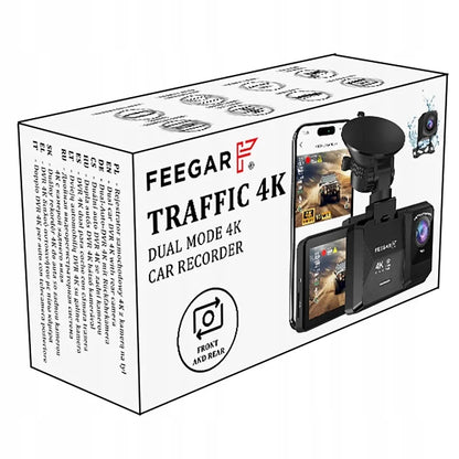 Automobilinė kamera Feegar Traffic 4K UHD vaizdo registratorius WiFi 170° + galinė kamera