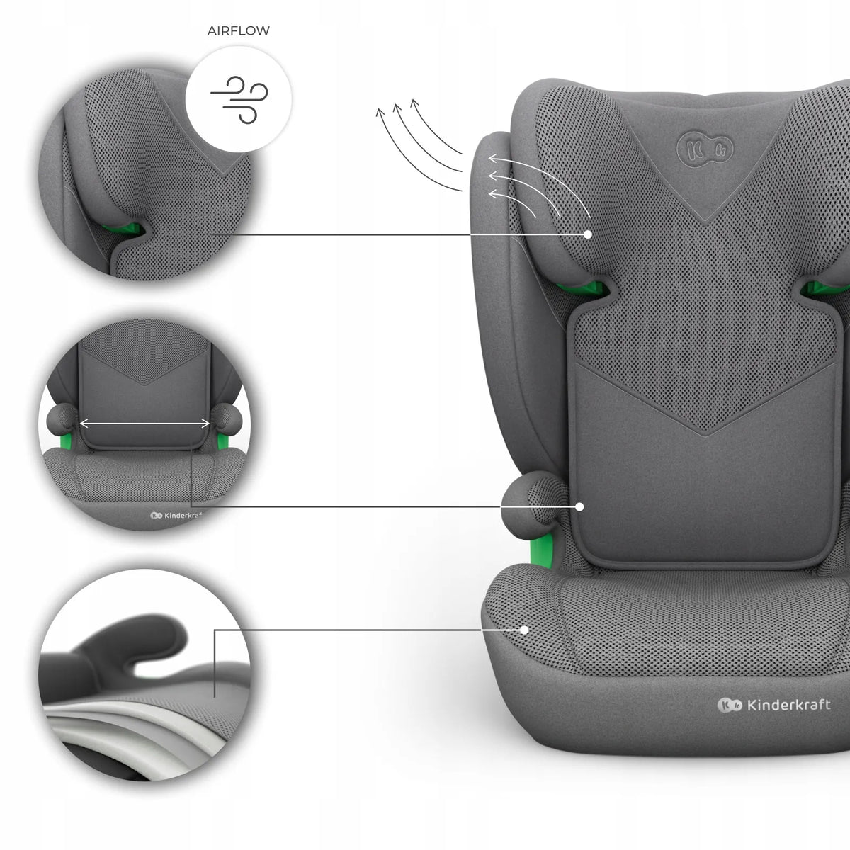 Automobilinė kėdutė 100-150 cm 15-36 kg i-Size ISOFIX Kinderkraft JUNIOR FIX 2 PLUS