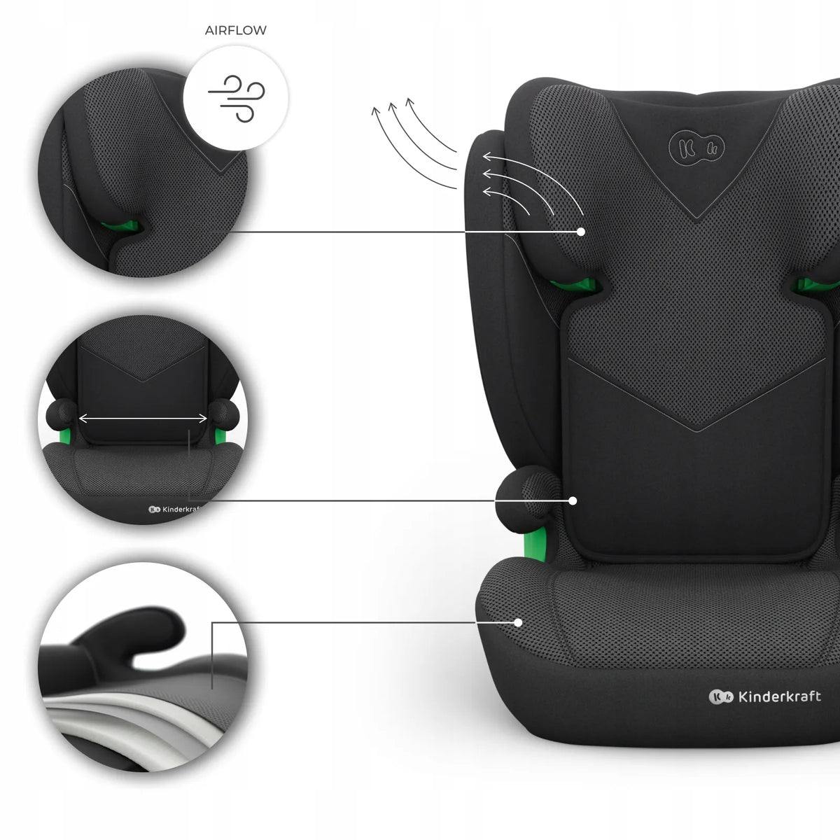 Automobilinė kėdutė 100-150cm 15-36kg i-Size ISOFIX Kinderkraft JUNIOR FIX
