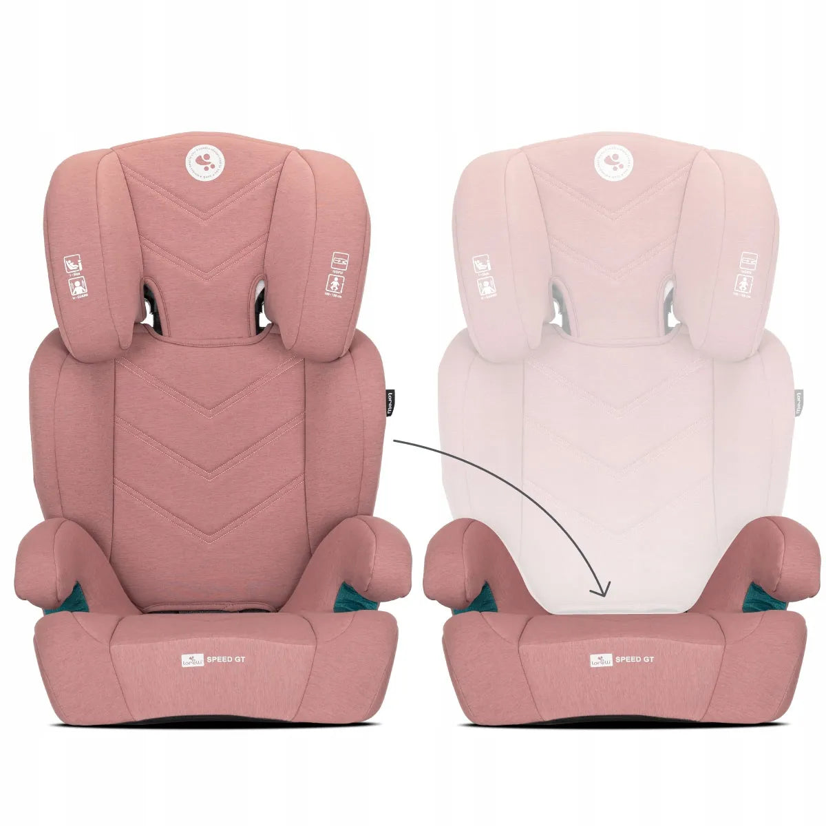 Automobilinė kėdutė 15-36 kg, ISOFIX, i-Size, Lorelli Speed GT, 100-150 cm, rožinė