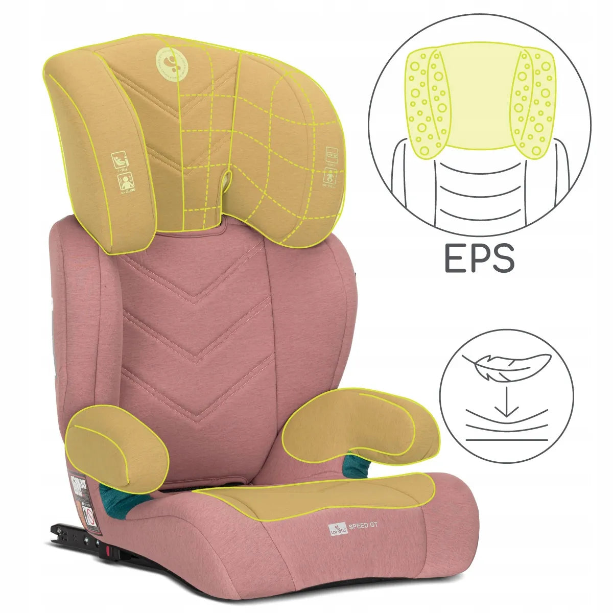 Automobilinė kėdutė 15-36 kg, ISOFIX, i-Size, Lorelli Speed GT, 100-150 cm, rožinė