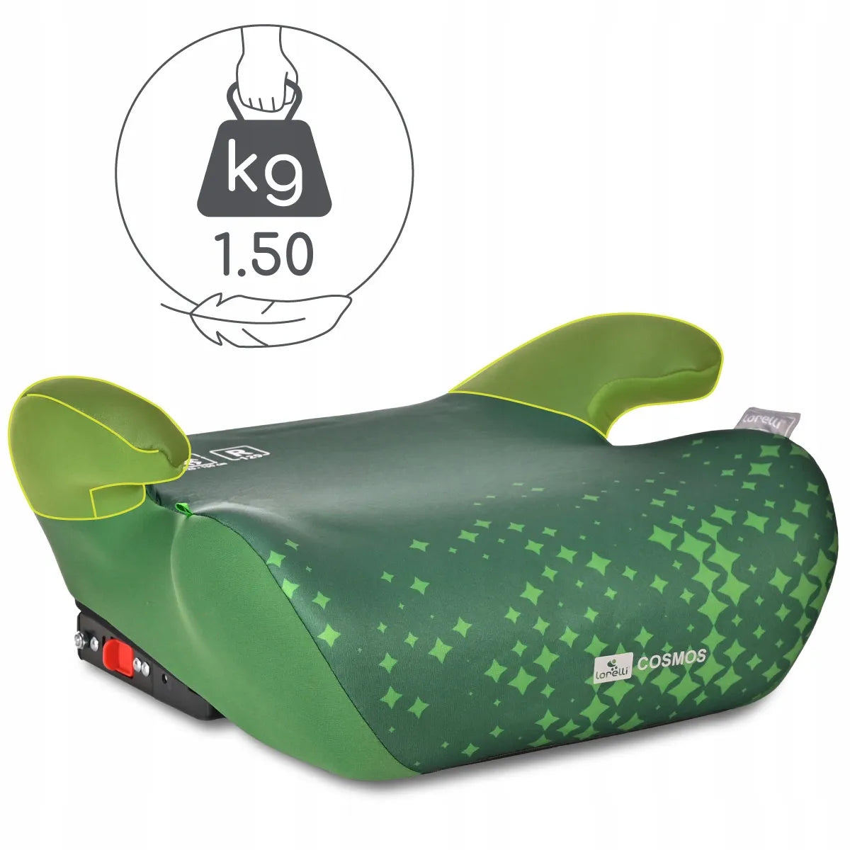 Automobilinė kėdutė-paaukštinimas Lorelli COSMOS, ISOFIX, i-Size, 125-150 cm, žalia
