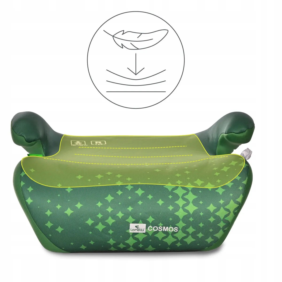 Automobilinė kėdutė-paaukštinimas Lorelli COSMOS, ISOFIX, i-Size, 125-150 cm, žalia