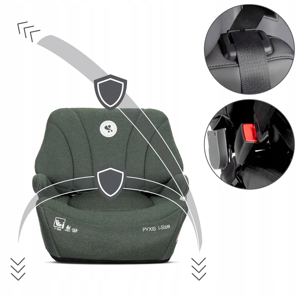 Automobilinė kėdutė-paaukštinimas Lorelli Pyxis, i-Size 125-150 cm, ISOFIX, 2in1