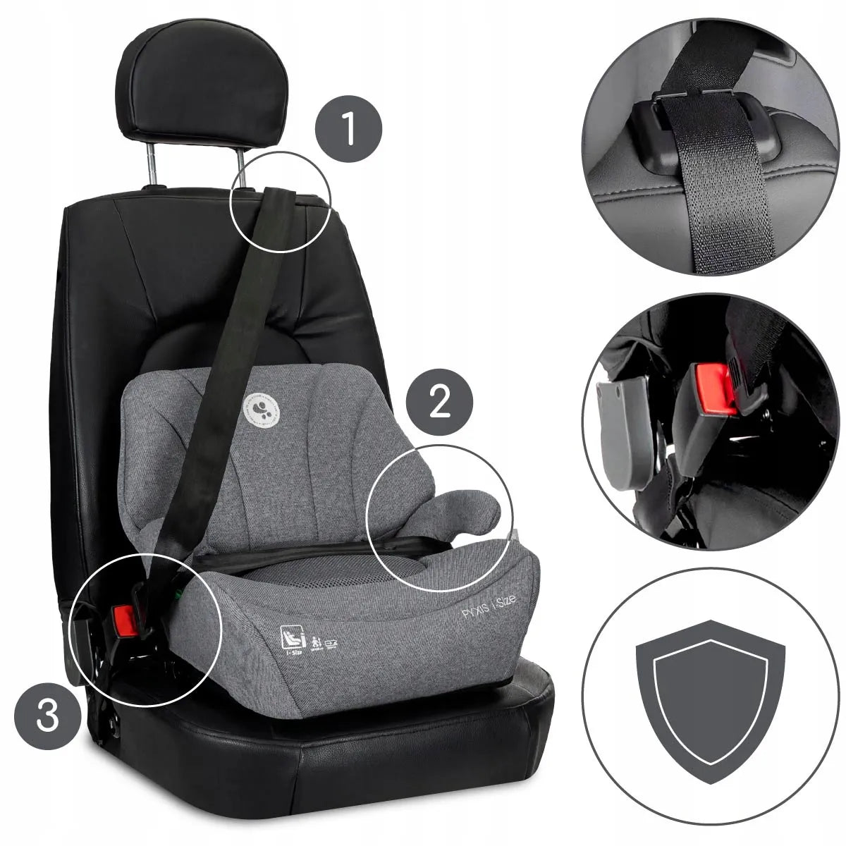 Automobilinė kėdutė-paaukštinimas Lorelli Pyxis, i-Size 125-150 cm, ISOFIX, 2in1