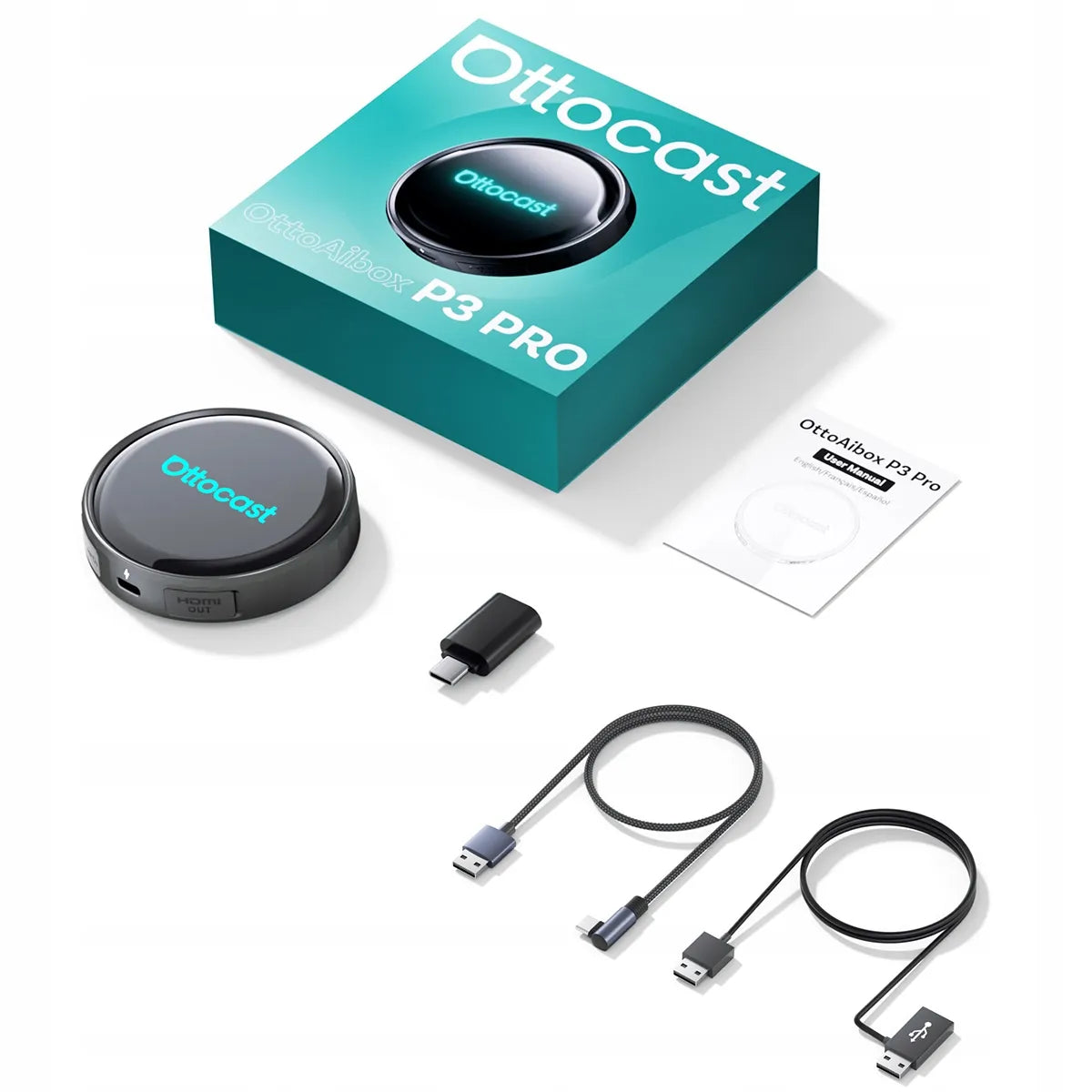 Automobilinis adapteris Ottocast OttoAiBox P3 Pro 8/128GB Android Auto Apple