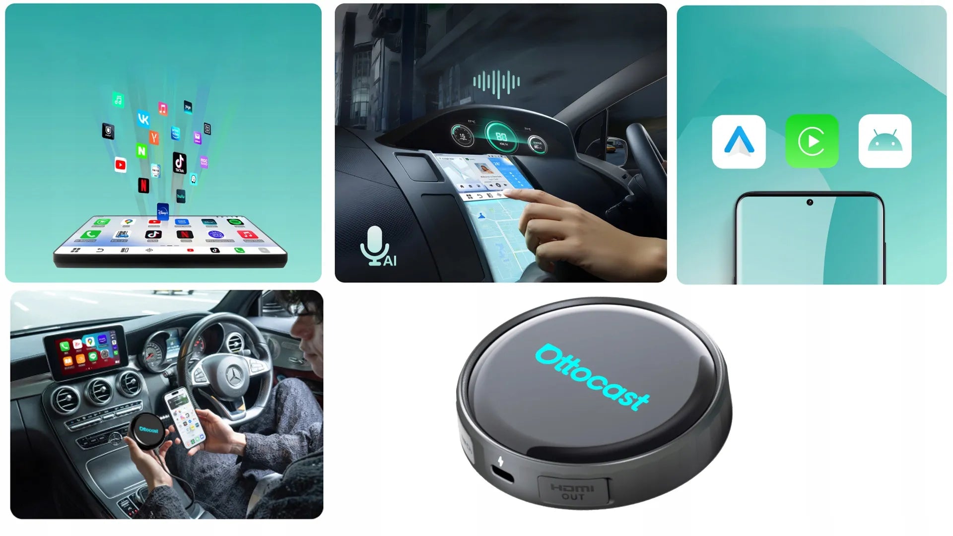 Automobilinis adapteris Ottocast OttoAiBox P3 Pro 8/128GB Android Auto Apple