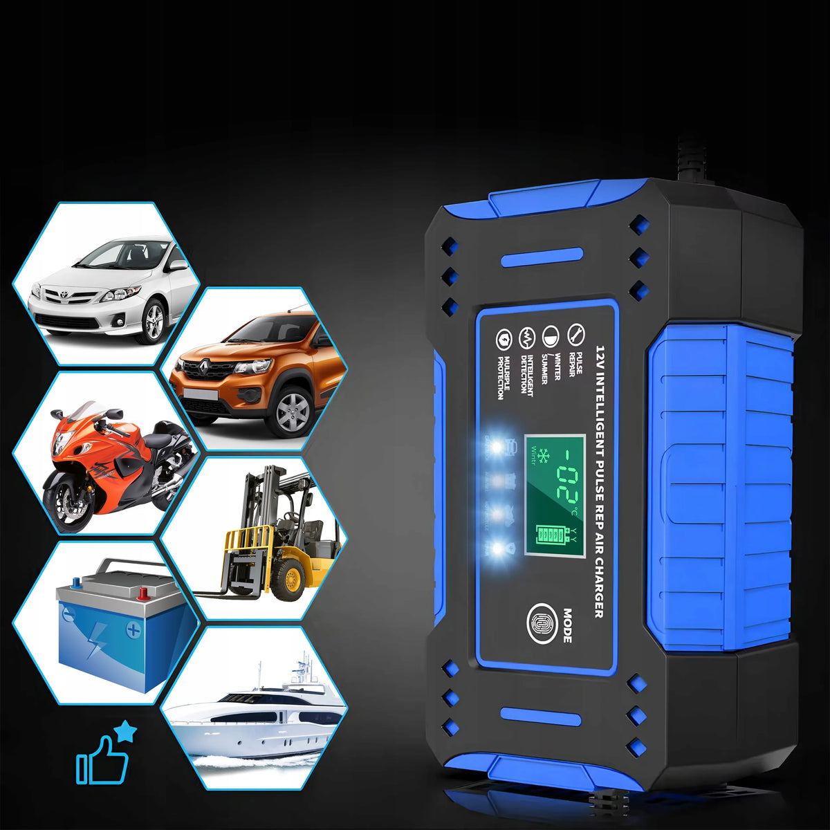 Automobilinis akumuliatoriaus įkroviklis Renew Force 12V 6A su remonto funkcija