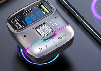 Automobilinis „Bluetooth 5.4“ siųstuvas, USB įkroviklis PD 25W QC 18W 12-24V