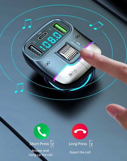 Automobilinis „Bluetooth 5.4“ siųstuvas, USB įkroviklis PD 25W QC 18W 12-24V