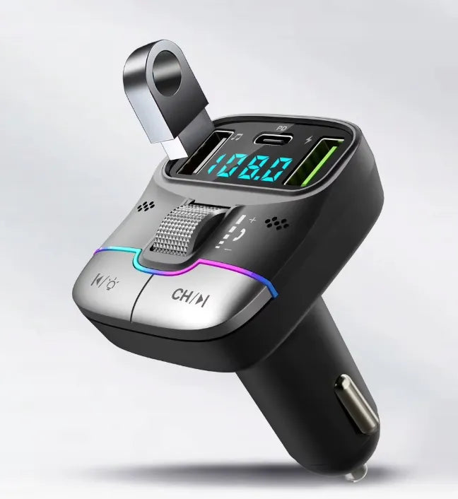 Automobilinis „Bluetooth 5.4“ siųstuvas, USB įkroviklis PD 25W QC 18W 12-24V